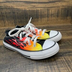 Converse All Star Youth Low Top Sneakers Flame Black Size 12 Kids